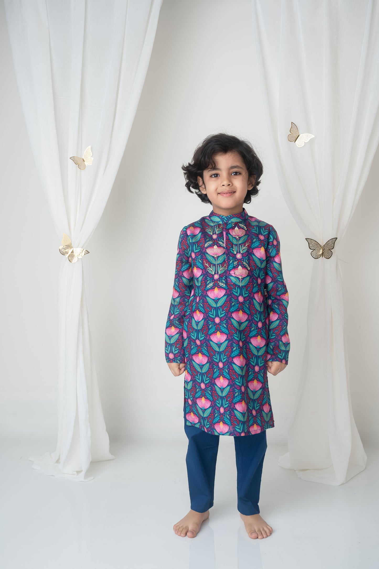 Floral printed kurta set for infant boys