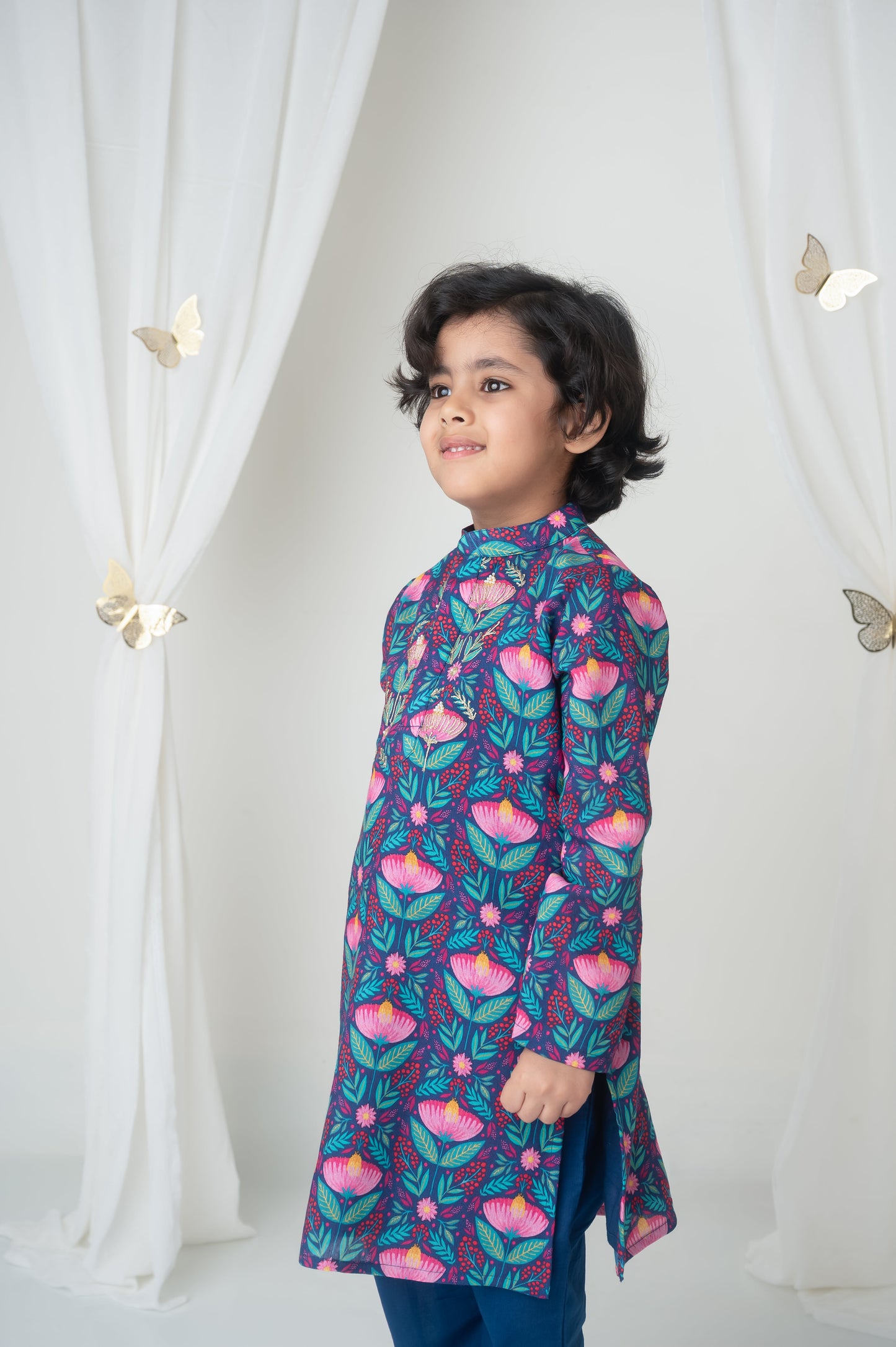 Floral printed kurta set for infant boys