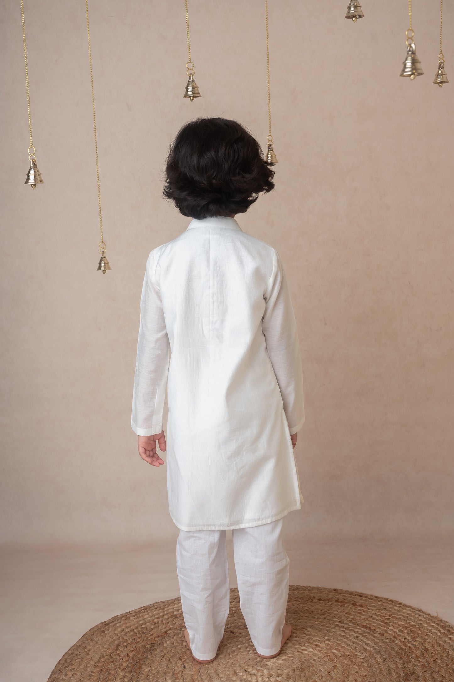 Ivory gold applique kurta set for infant boys