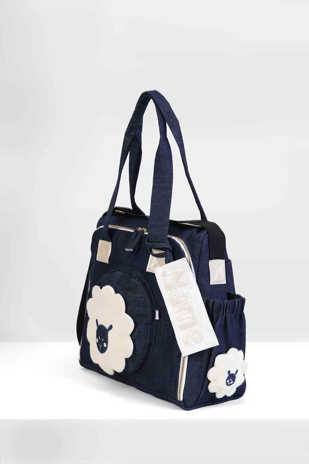 Organic denim sheep diaper bag-02