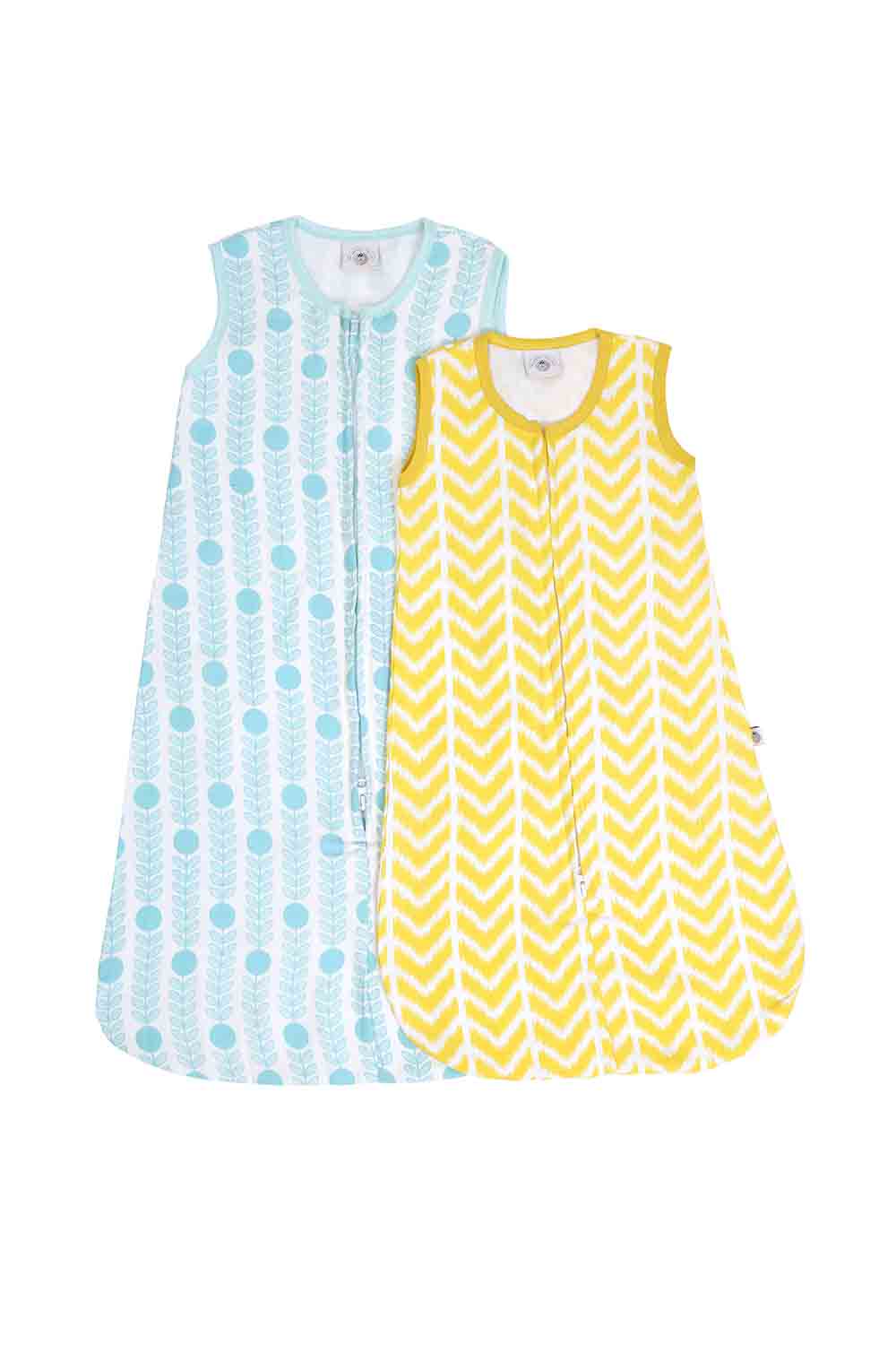 Organic muslin geometric printed baby sleeping bags- set of 2 for baby boys-1