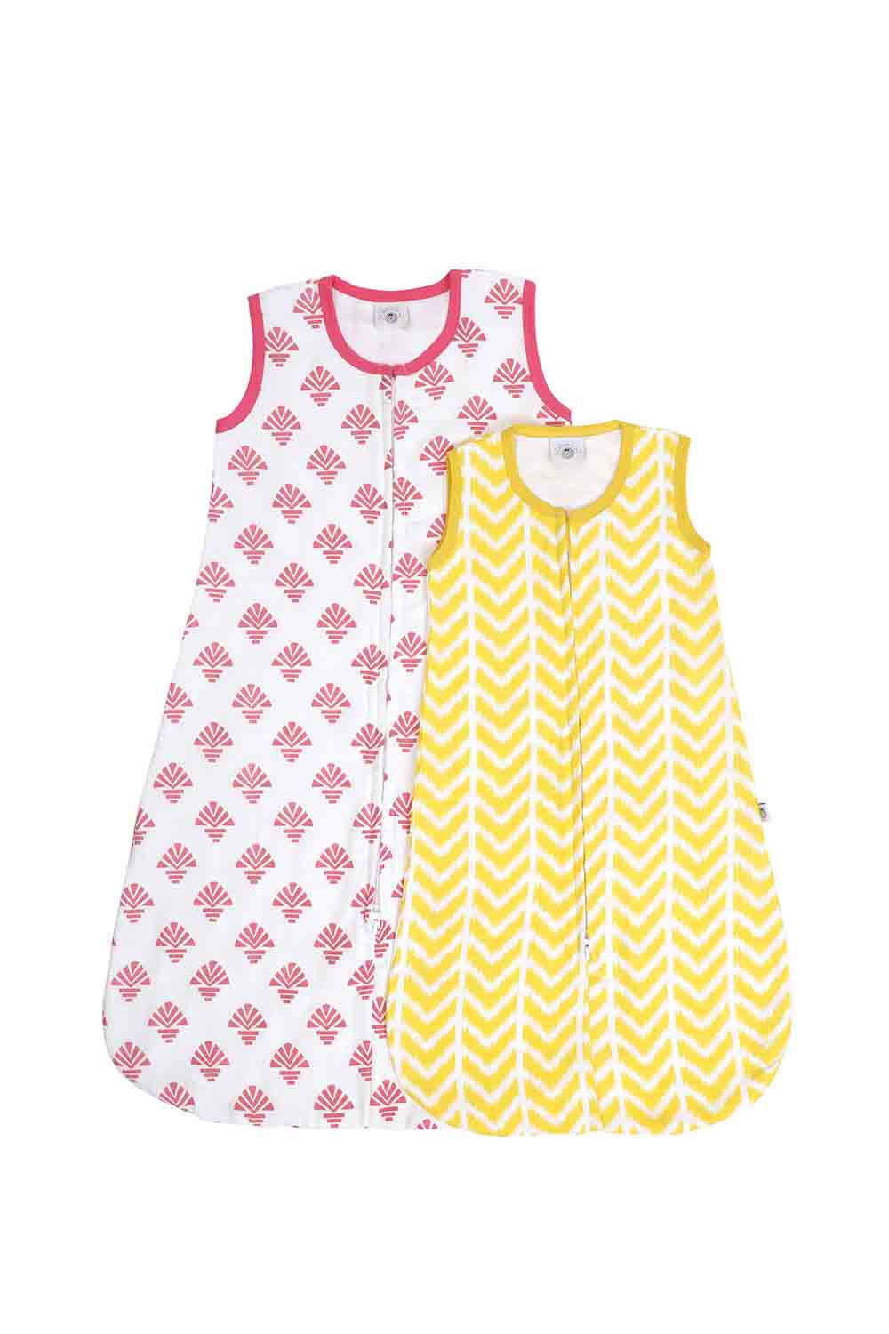 Organic muslin geometric printed baby sleeping bags- set of 2 for baby girls-1