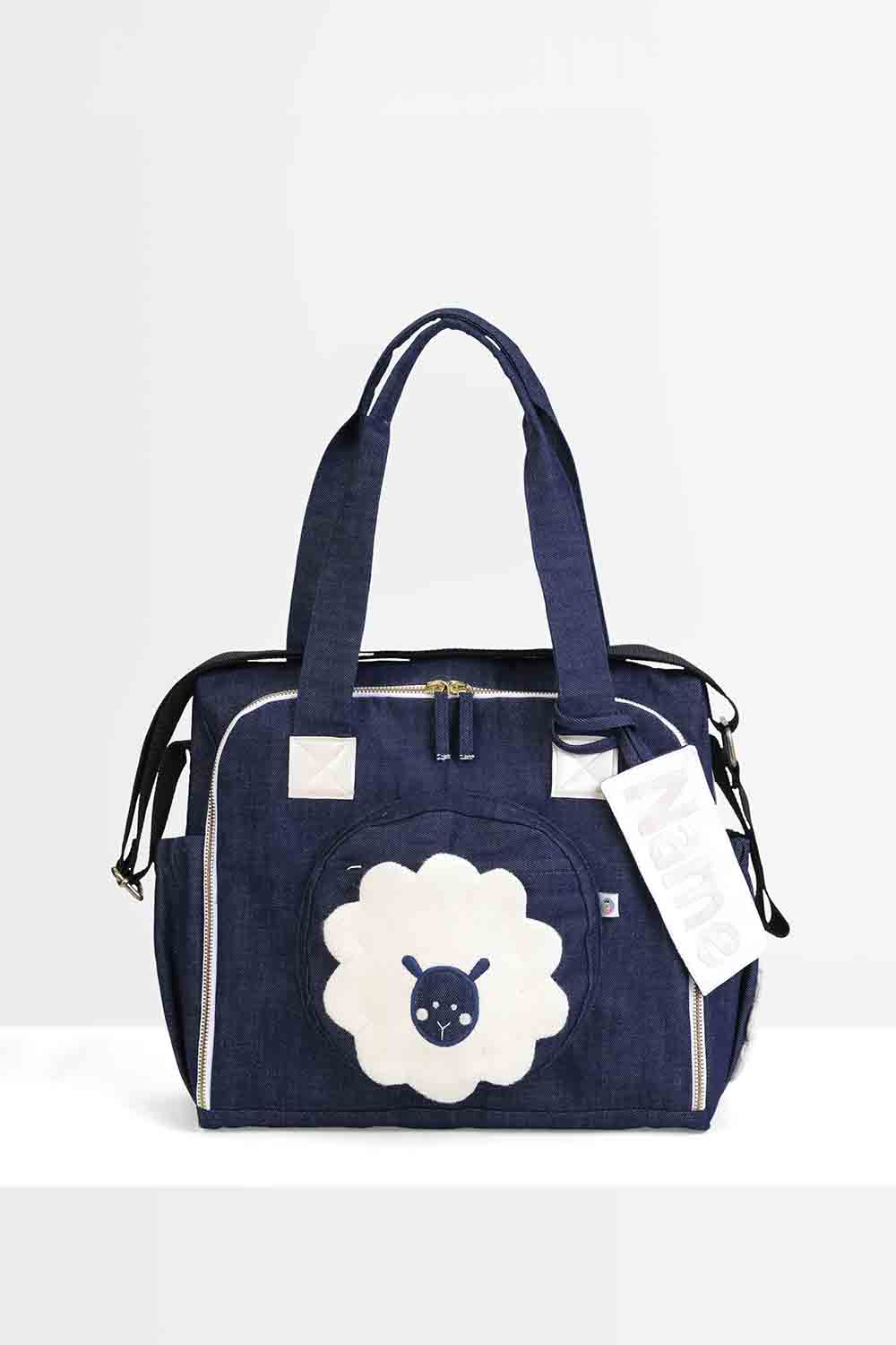 Organic denim sheep diaper bag-01
