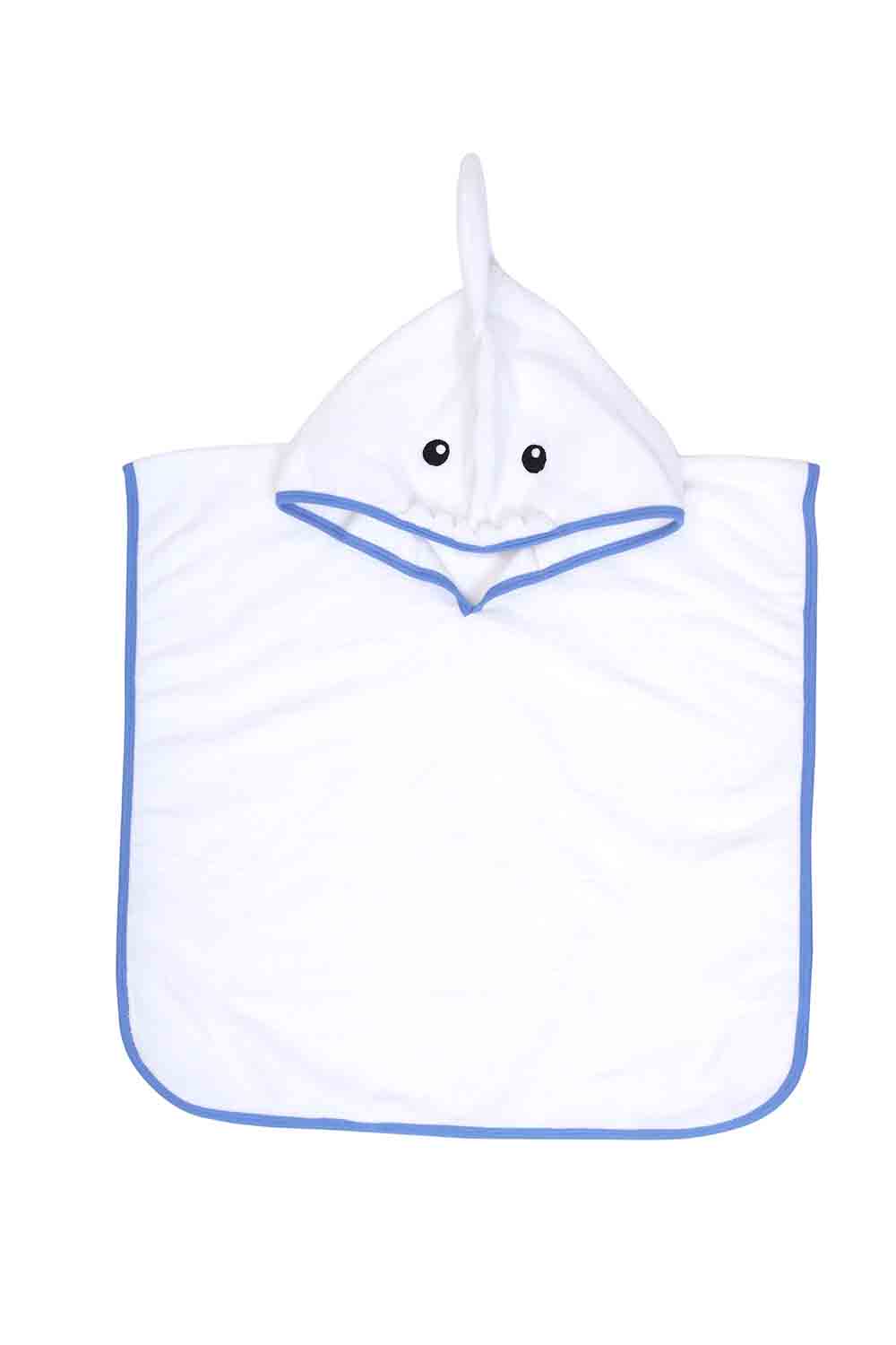 Organic-terry-hooded shark towel for infants-1