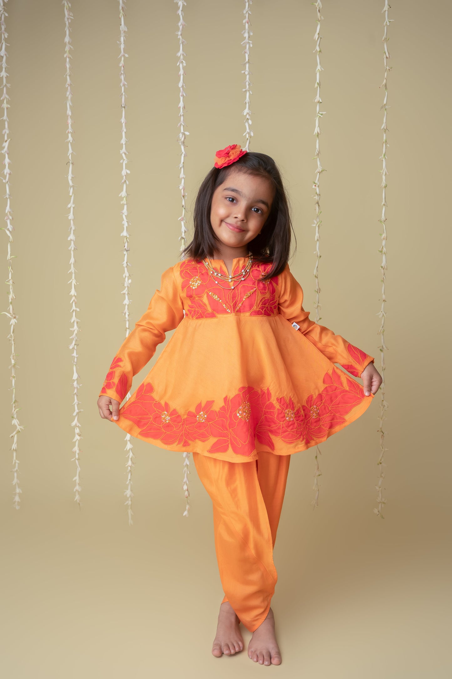 Sunset applique dhoti set