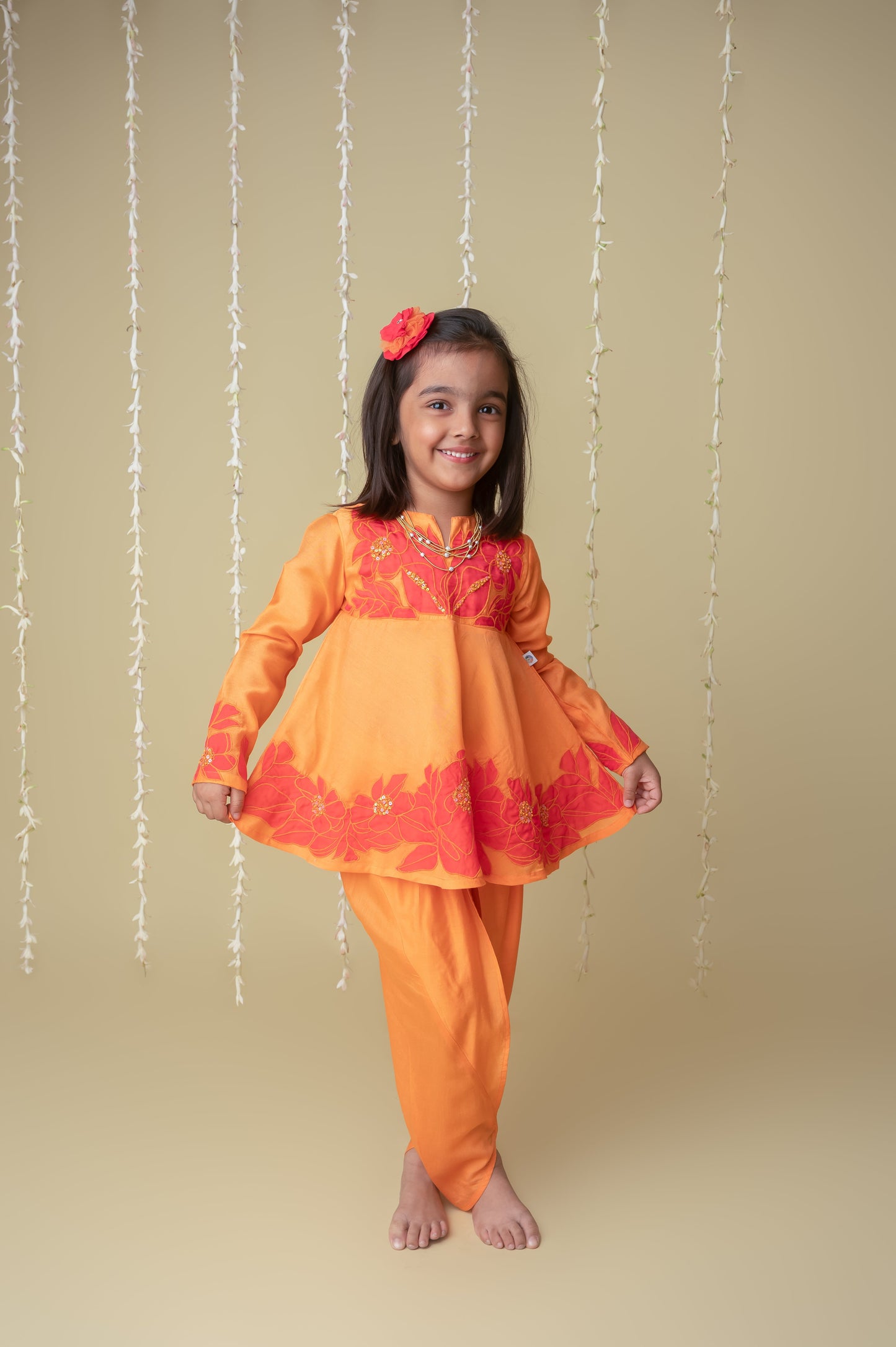 Sunset applique dhoti set