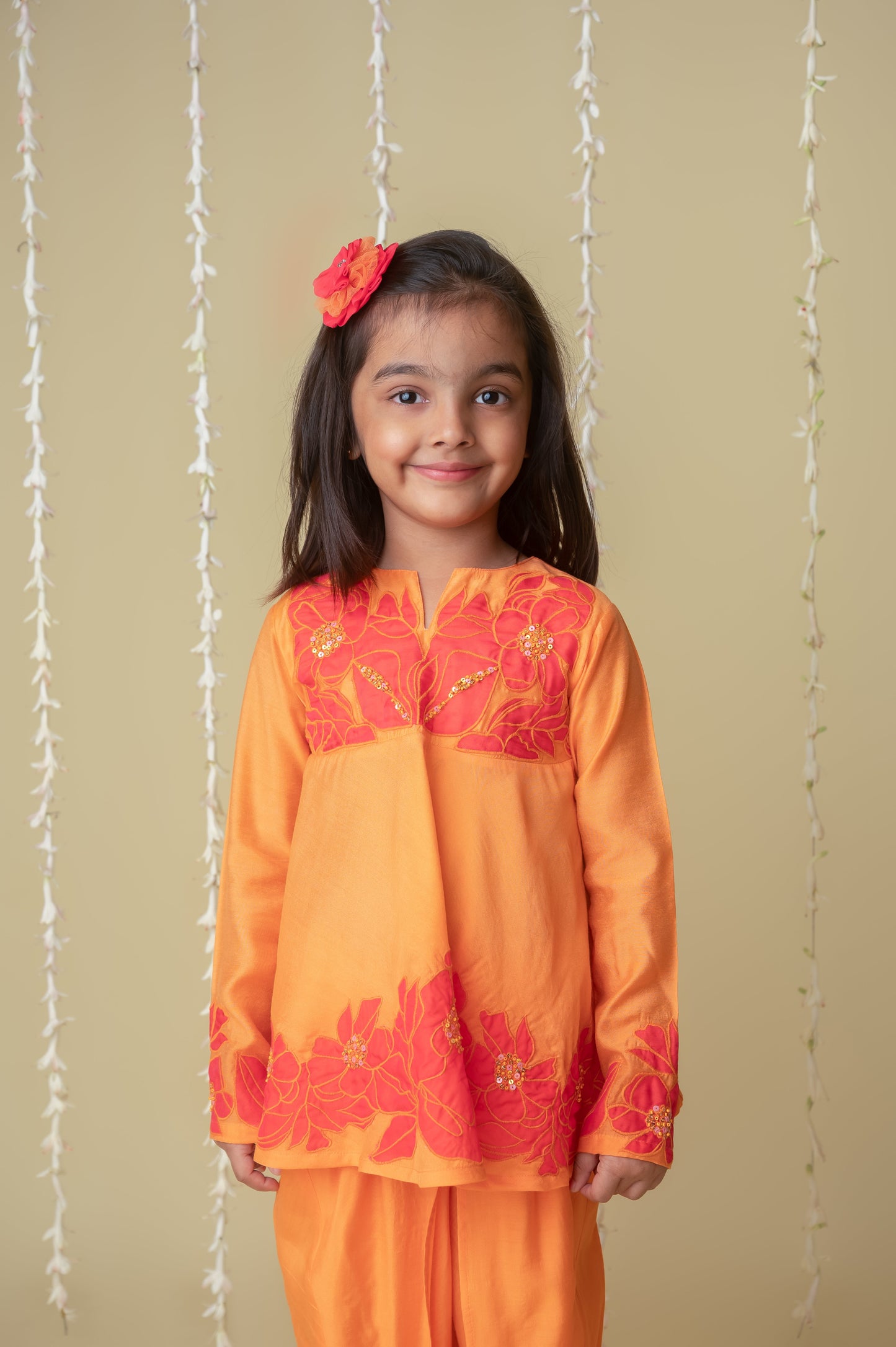 Sunset applique dhoti set