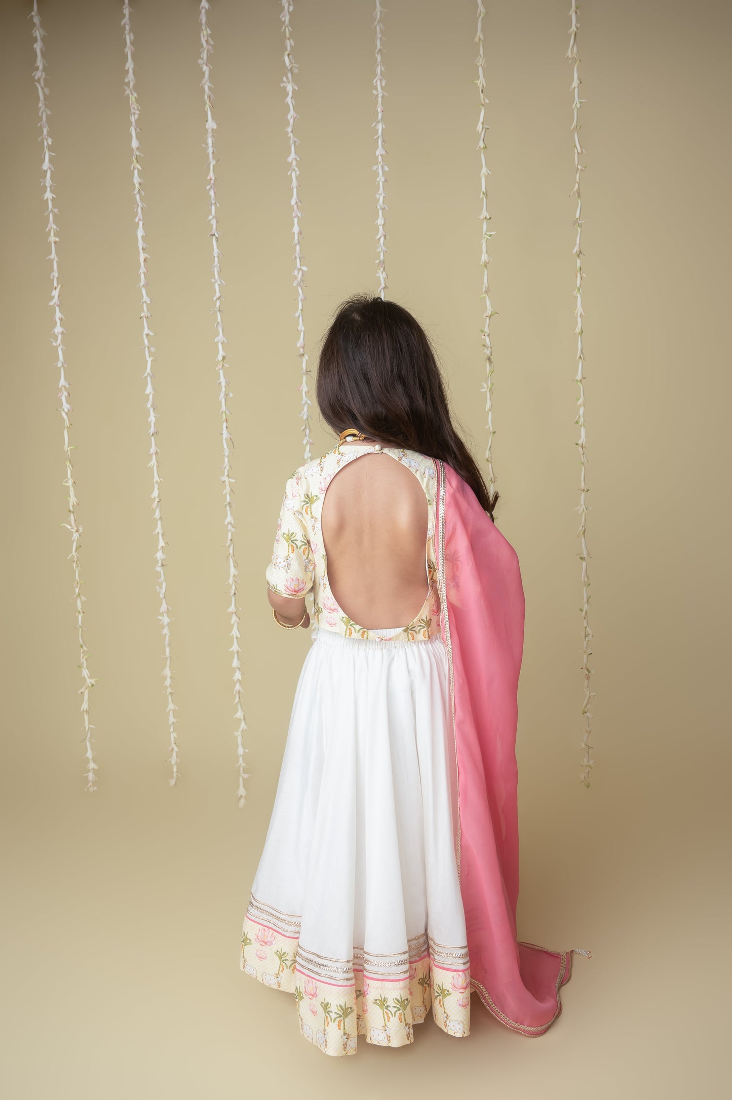 Traditional pichwai printed lehnga set for infant girls