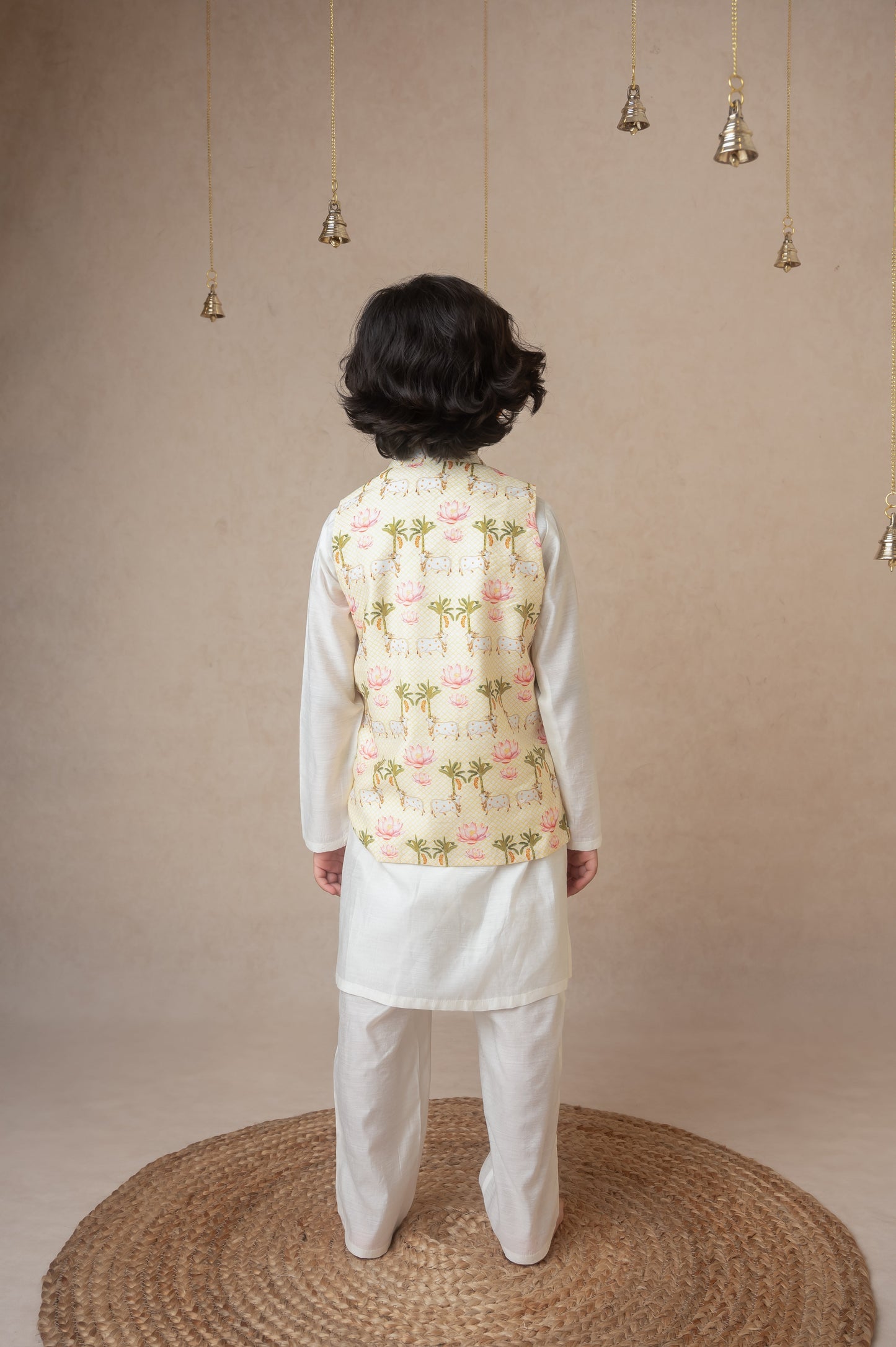 Traditional pichwai printed bundhgala and kurta set