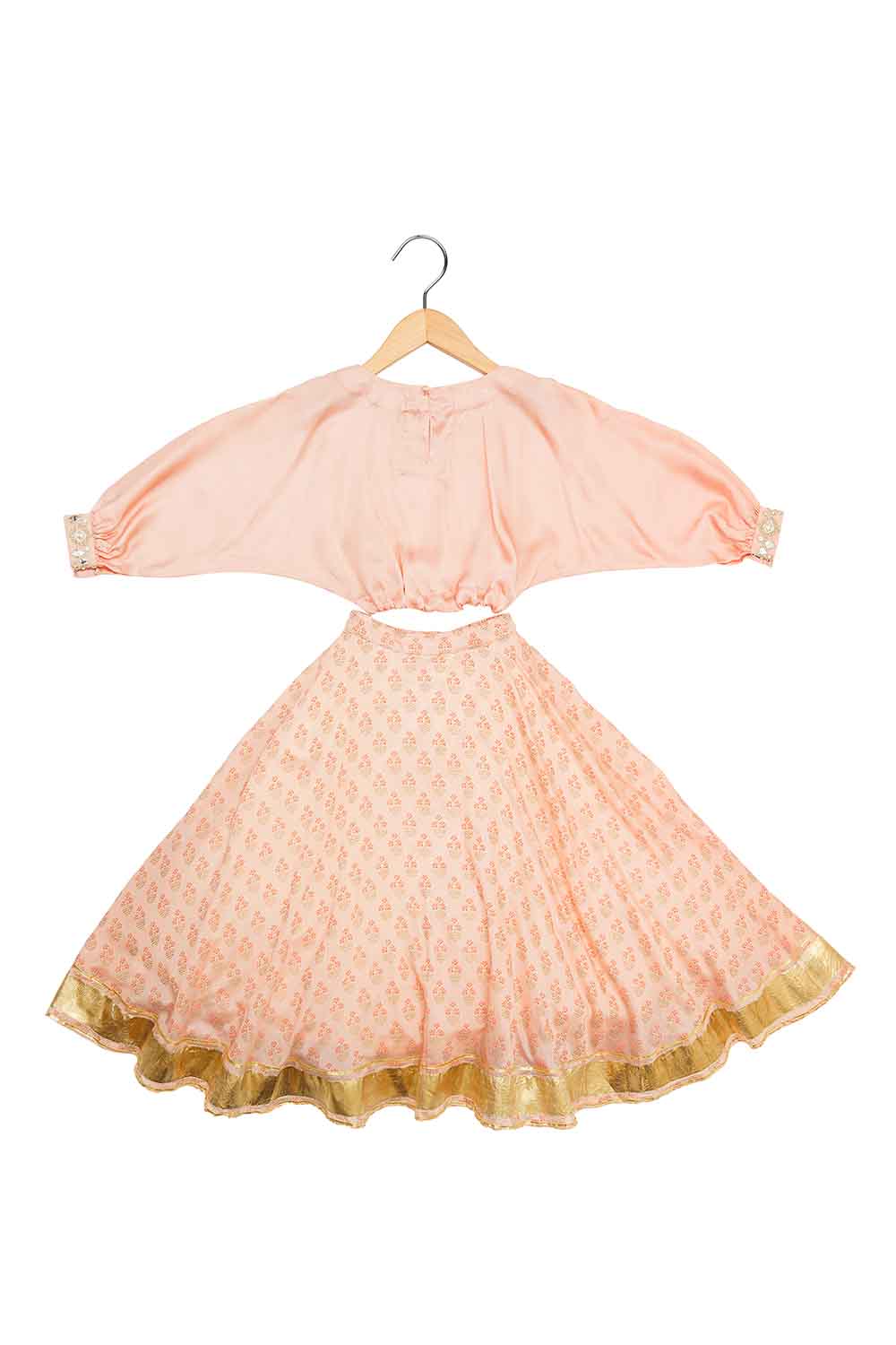 Mirror embroidered printed lehnga set for girls