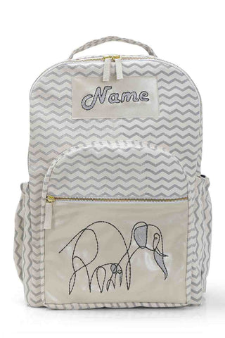 Elephant embroidered large schoolbag