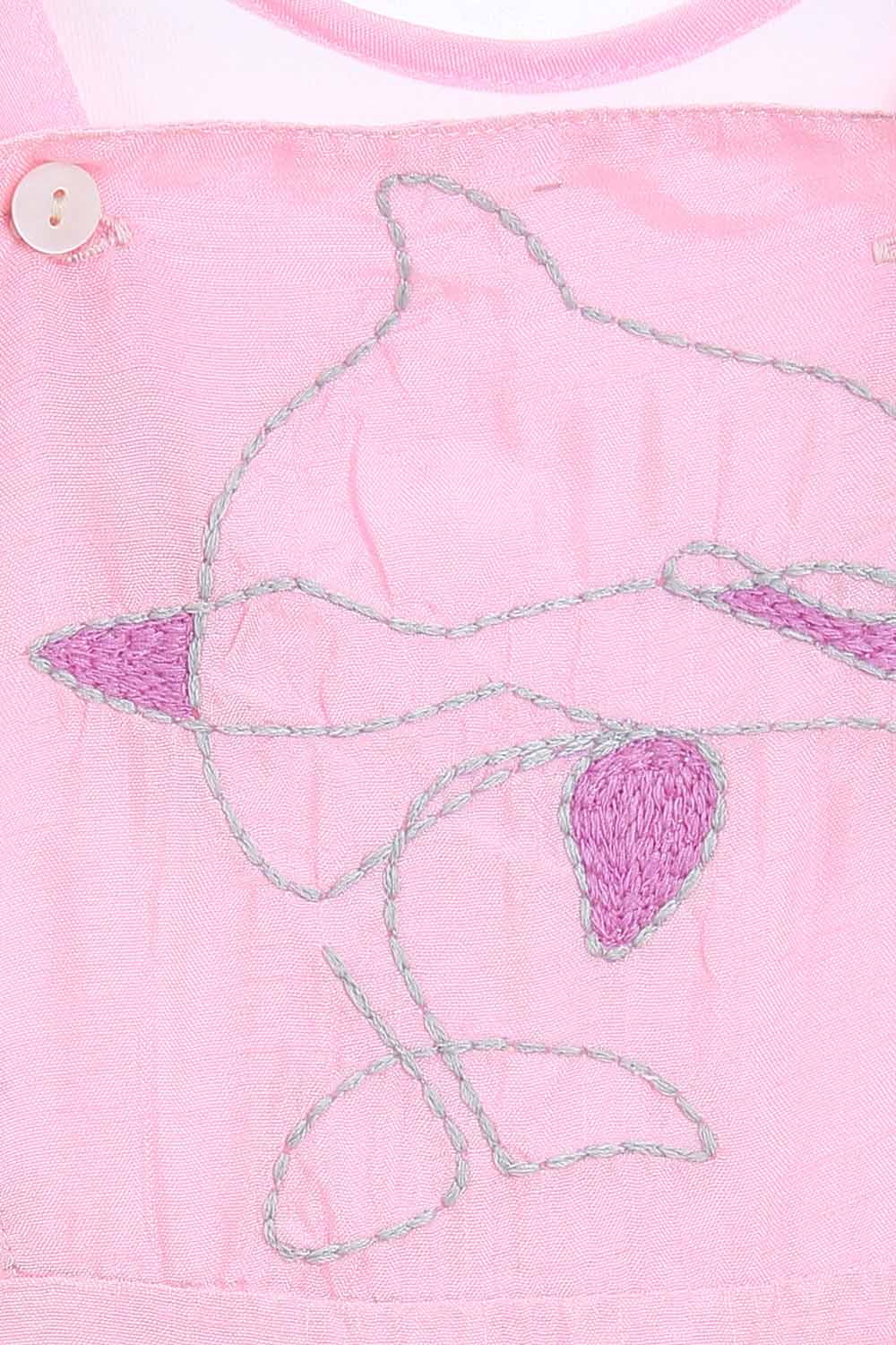 embroidered pink baby girls pinafore-3