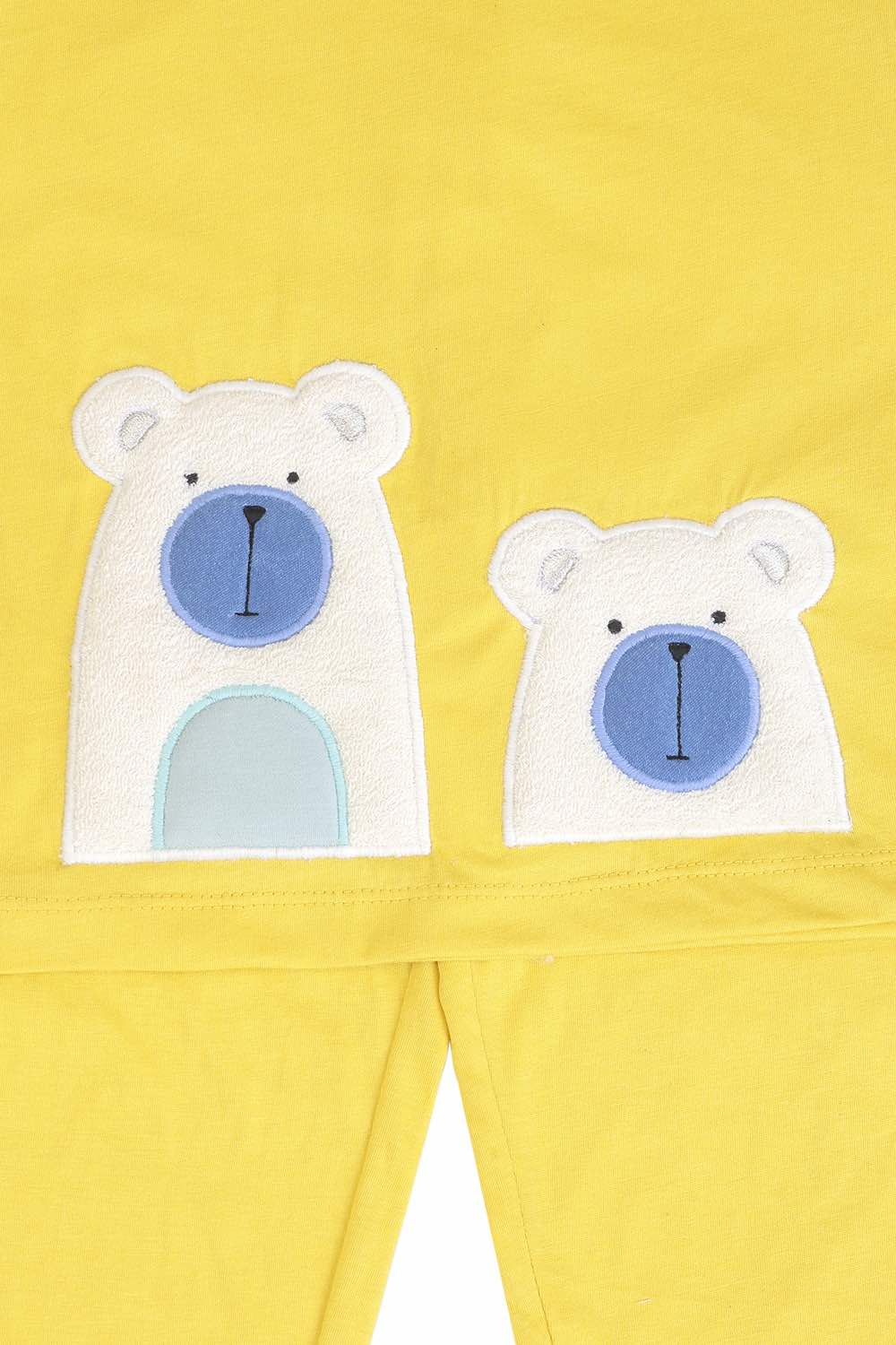 Fluffy embroidered teddy nightsuit