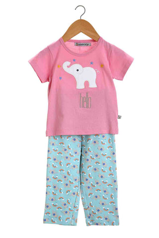 Embroidered hello elephant infant girls nightsuit