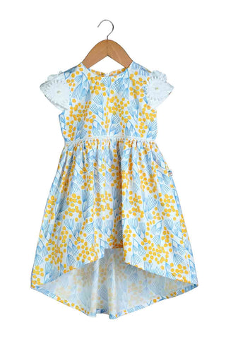 Longer back twig print dress for girls