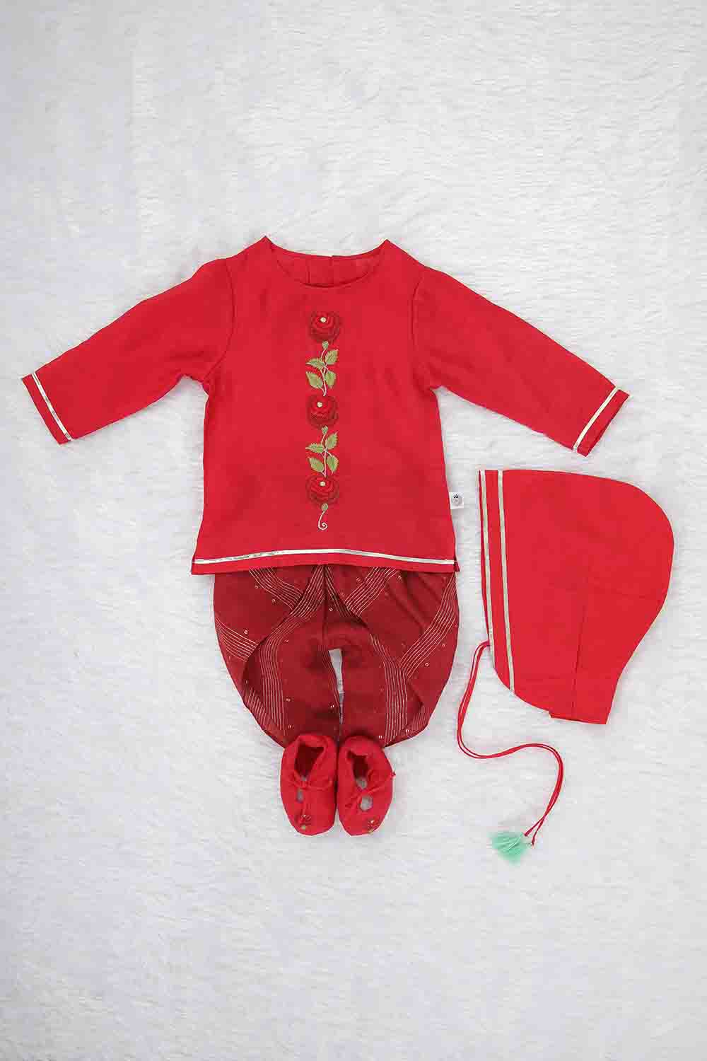 red embroidered boys jamna-1