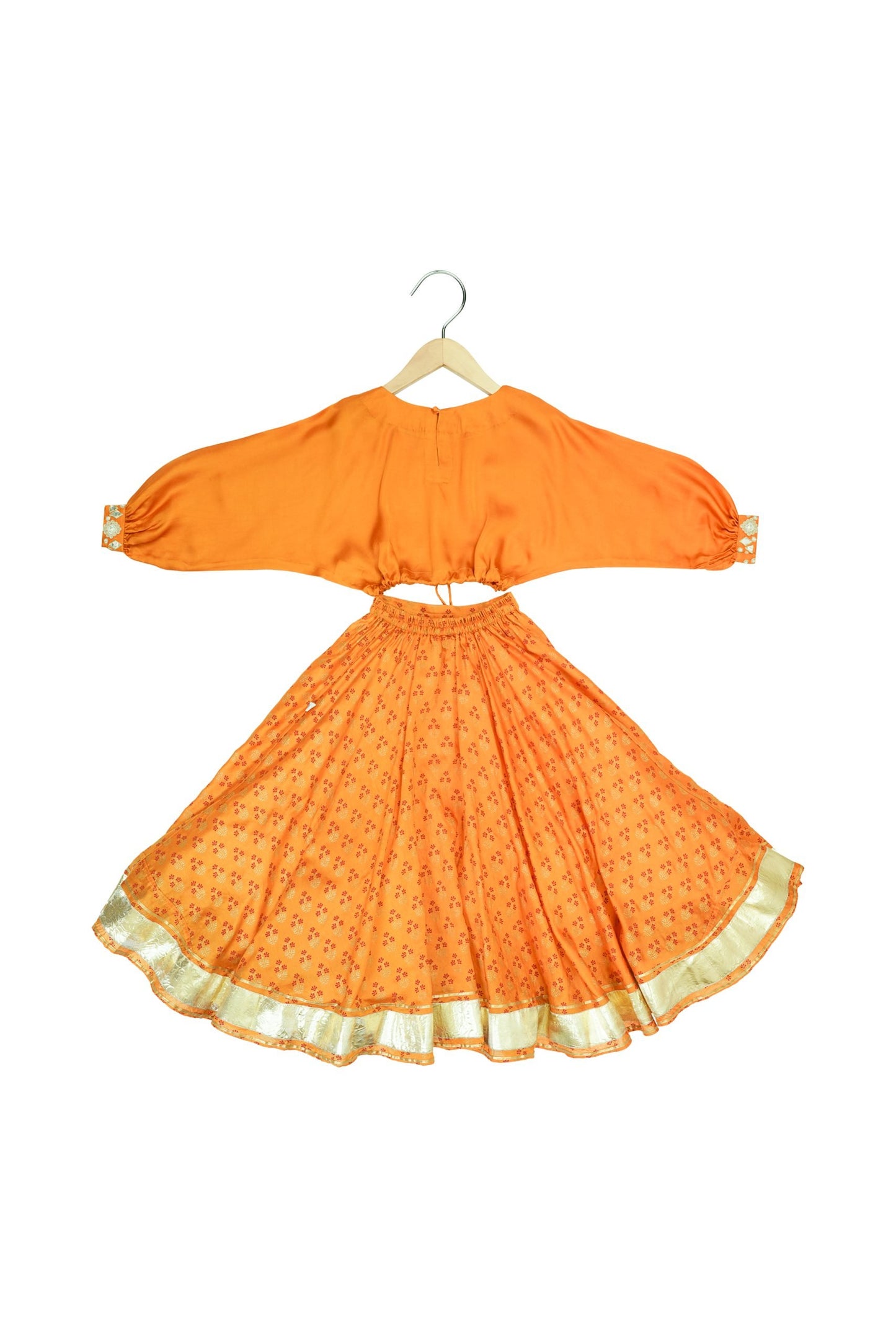 Mirror embroidered printed lehnga set for girls