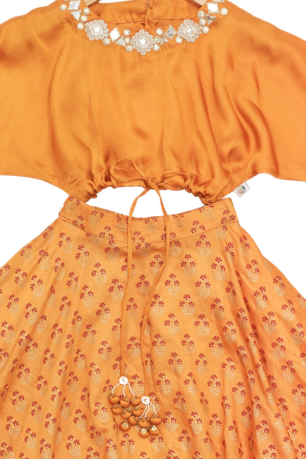 Mirror embroidered printed lehnga set for girls