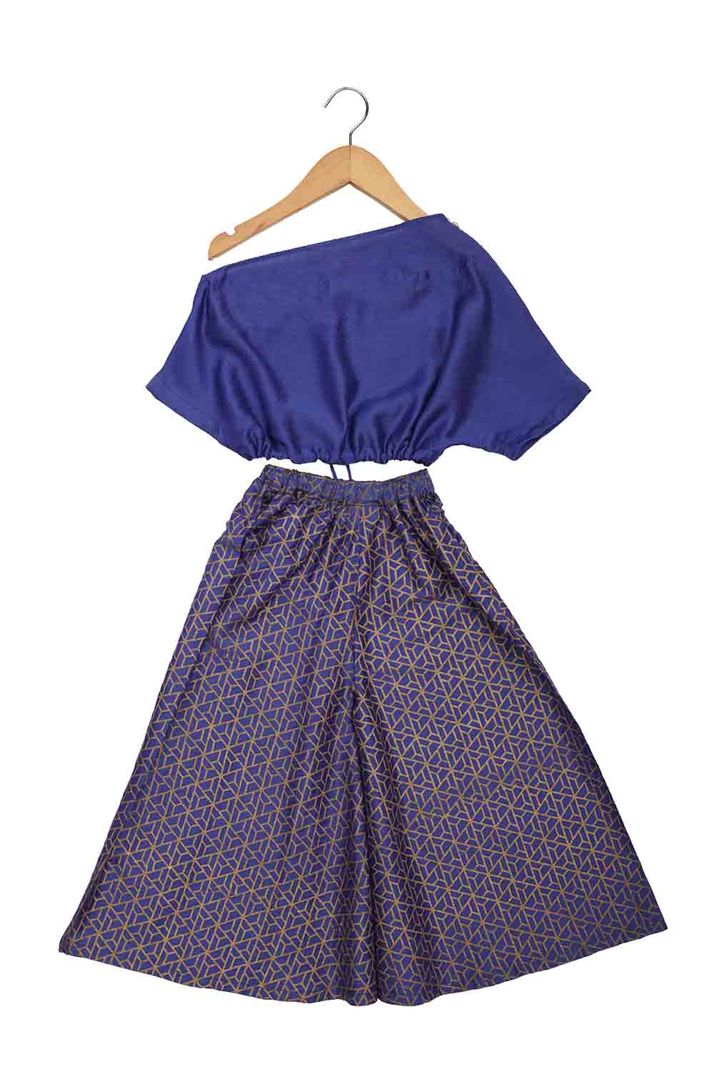 Cobalt 3d off shoulder blouse and palazzo set for girls