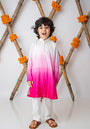 Fuschia Shaded kurta with motif set for infant boys