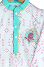 Turquoise embroidered bandhej kurta for boys
