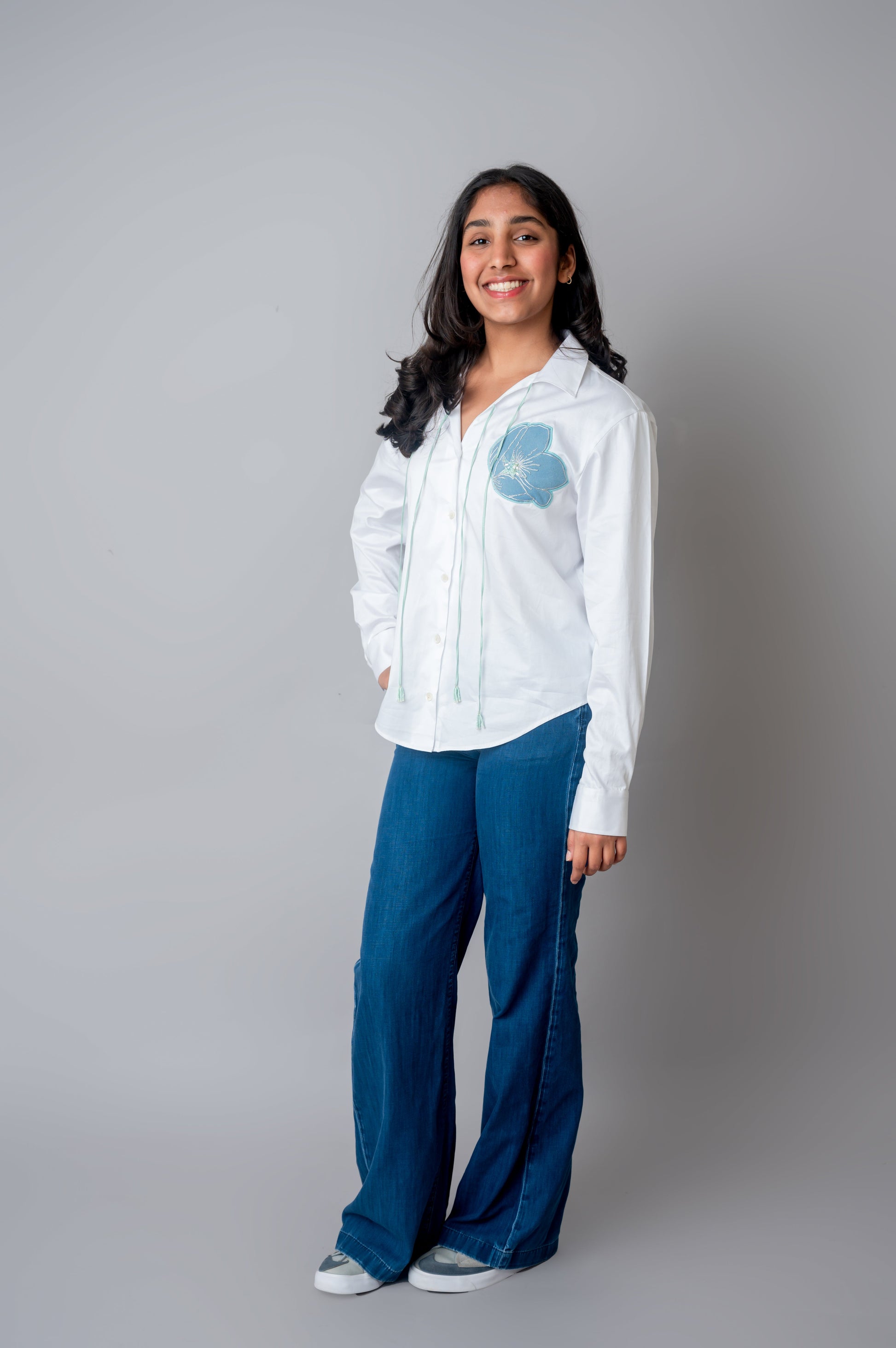 Contrast ties oversize poplin shirt-2