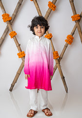 Fuschia Shaded kurta with motif set for infant boys