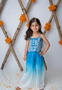 Cobalt Embroidered crop top with shaded pants for girls