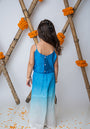 Cobalt Embroidered crop top with shaded pants for girls