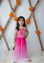 Fuschia Embroidered crop top with shaded pants for girls