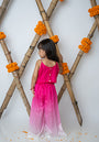 Fuschia Embroidered crop top with shaded pants for girls