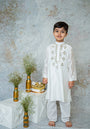 Ivory Mirror embroidery kurta set for boys