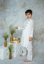 Ivory Mirror embroidery kurta set for boys