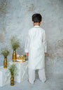 Ivory Mirror embroidery kurta set for boys