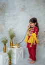 Deep ruby Mirror yoke kurta set for girls