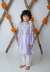 Lilac Mirror embroidery kurta set for infant boys