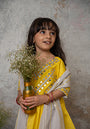 Yellow Mirror embroidery cut out sharara with dupatta for girls