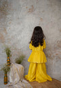 Yellow Mirror embroidery cut out sharara with dupatta for girls