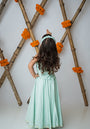 Sea green Mirror embroidery halter lehnga for infant girls