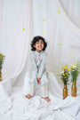 Light grey embroidered kurta set for infant boys