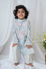 Light grey embroidered kurta set for infant boys