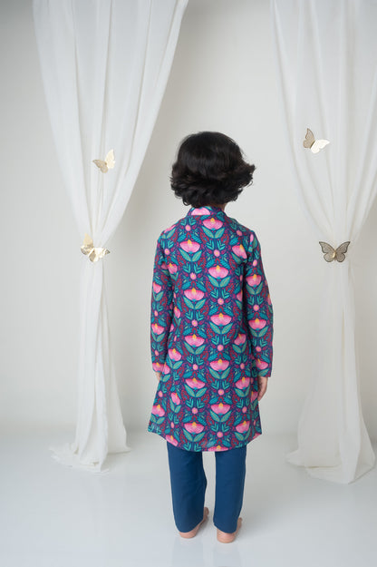 Floral printed kurta set for infant boys