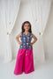 Floral printed waistcoat and sharara set