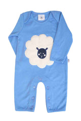 Fluffy embroidered sheep  sleepsuit for boys