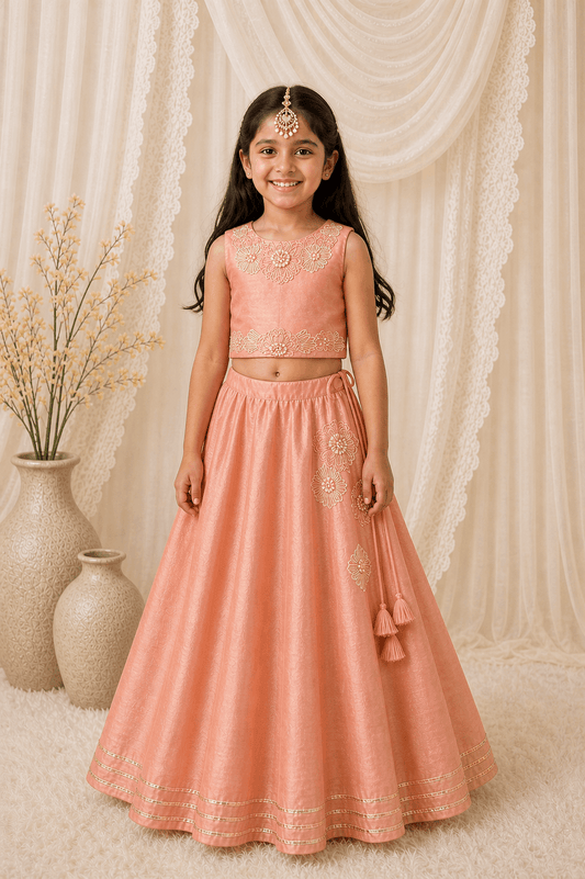 Floral Embroiderd Lehenga set for girls