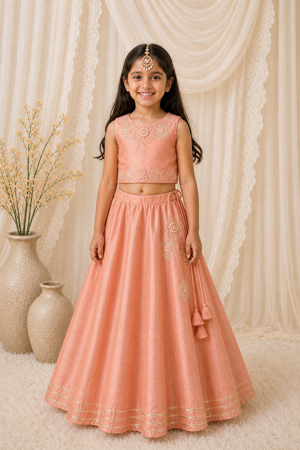 Floral Embroiderd Lehenga set for girls