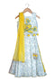 Bandhej lehnga with floral embroidery set for infant
