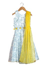 Bandhej lehnga with floral embroidery set for infant