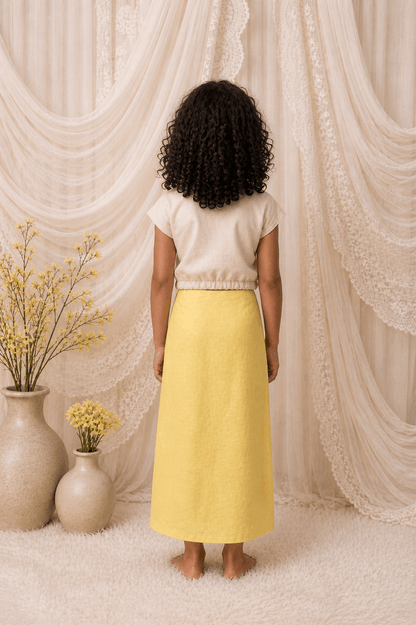Lemon embroidered floral skirt set for girls