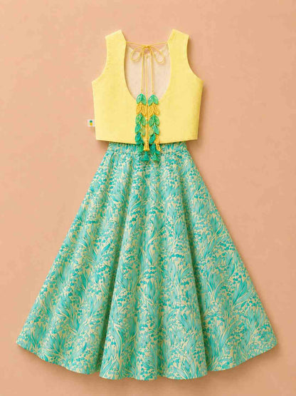 Mint leaf tassel lehenga set for girls